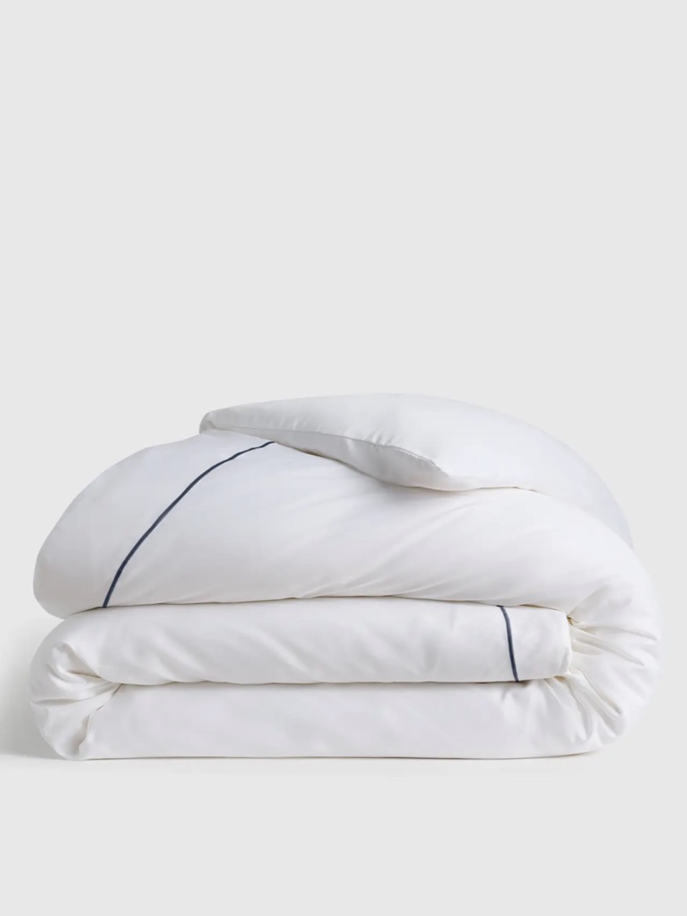 Signature Giza Cotton Sateen Embroidered Duvet Cover White/Mineral King Cal King